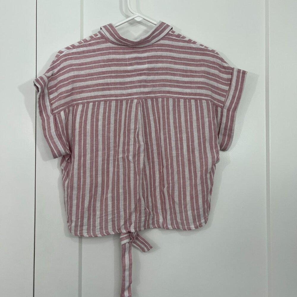 Rails Small Red, White Thea Linen Blend Stripe Sh… - image 3